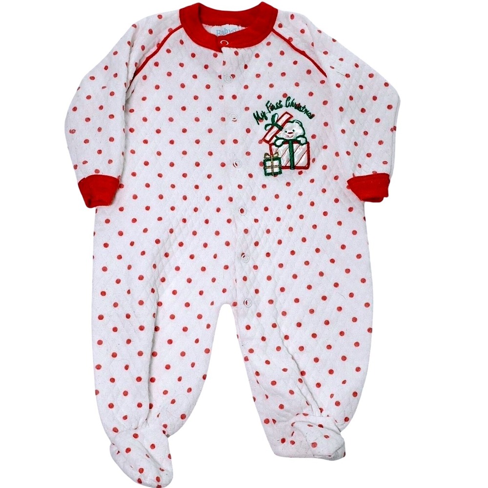 BABYGRO Vintage Baby's First Christmas Snap Up One Piece 80s-90s Large‎